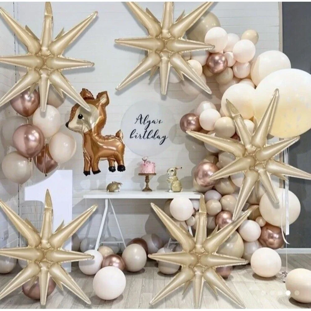 6 piece Explosion Star Foil Balloon CARAMEL Decorations Birthday Party Wedding